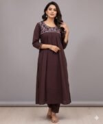 Embroidered A-line Kurti for Women | Kurta for Women - Image 4
