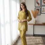 Embroidered Pure Cotton Top & Trouser Co-Ord Set