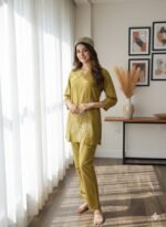 Embroidered Pure Cotton Top & Trouser Co-Ord Set