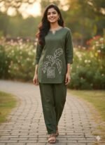 Embroidered Pure Cotton Top & Trouser Co-Ord Set - Image 2