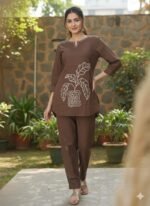 Embroidered Pure Cotton Top & Trouser Co-Ord Set - Image 3