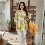 Yellow Printed Cotton Tunic for Women