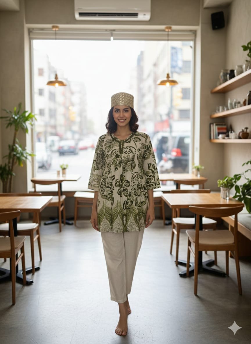 WhatsApp Image 2026-01-20 at 5.31.06 PM (2) Green Printed Cotton Tunic for Women - Image 1